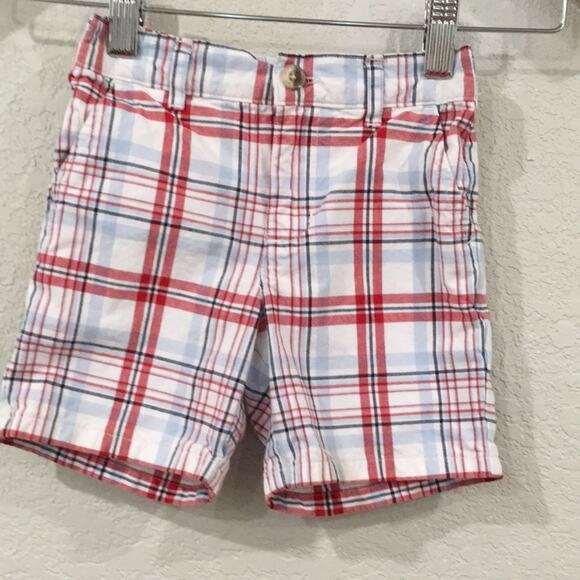 Janie And Jack‎ Baby Boy 12-18M Shorts Red Plaid Chino 100% Cotton Preppy Summer - Picture 1 of 8